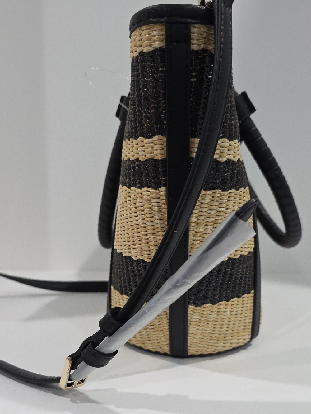 NEW ☑️ Kate Spade CRUISE Medium Tote Raffia & Black leather - Picture 12 of 16